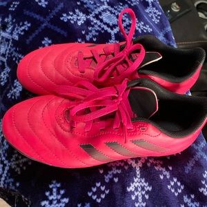 Pink adidas soccer cleats